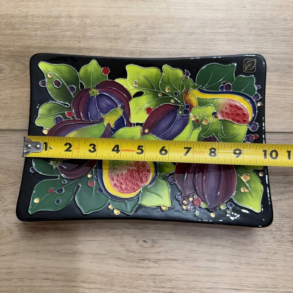 Blue Sky J McCall Rare Fig Serving Platter Black‎ Ceramic Fruit Tray Artsy 2004